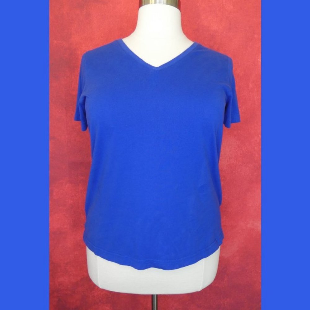 Woman Within Blue V Neck Top Size Large 18/20